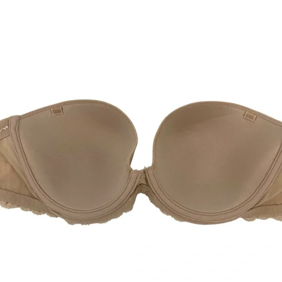 NATORI TAN FEATHERS PLUNGE STRAPLESS BRA SIZE 32D - Picture 3 of 12
